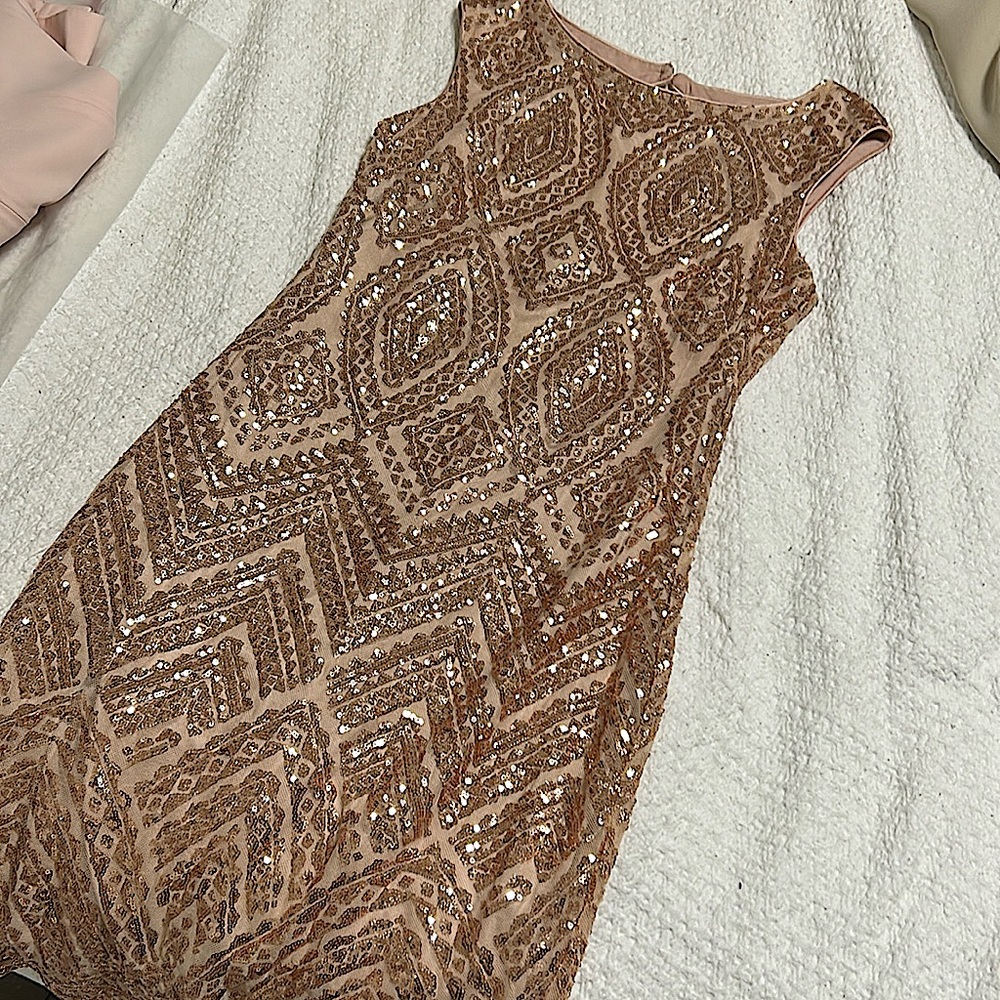 Vince Camuto Size 6 US Blush Pink Sparkly Hip Hugging Sleeveless Dress
